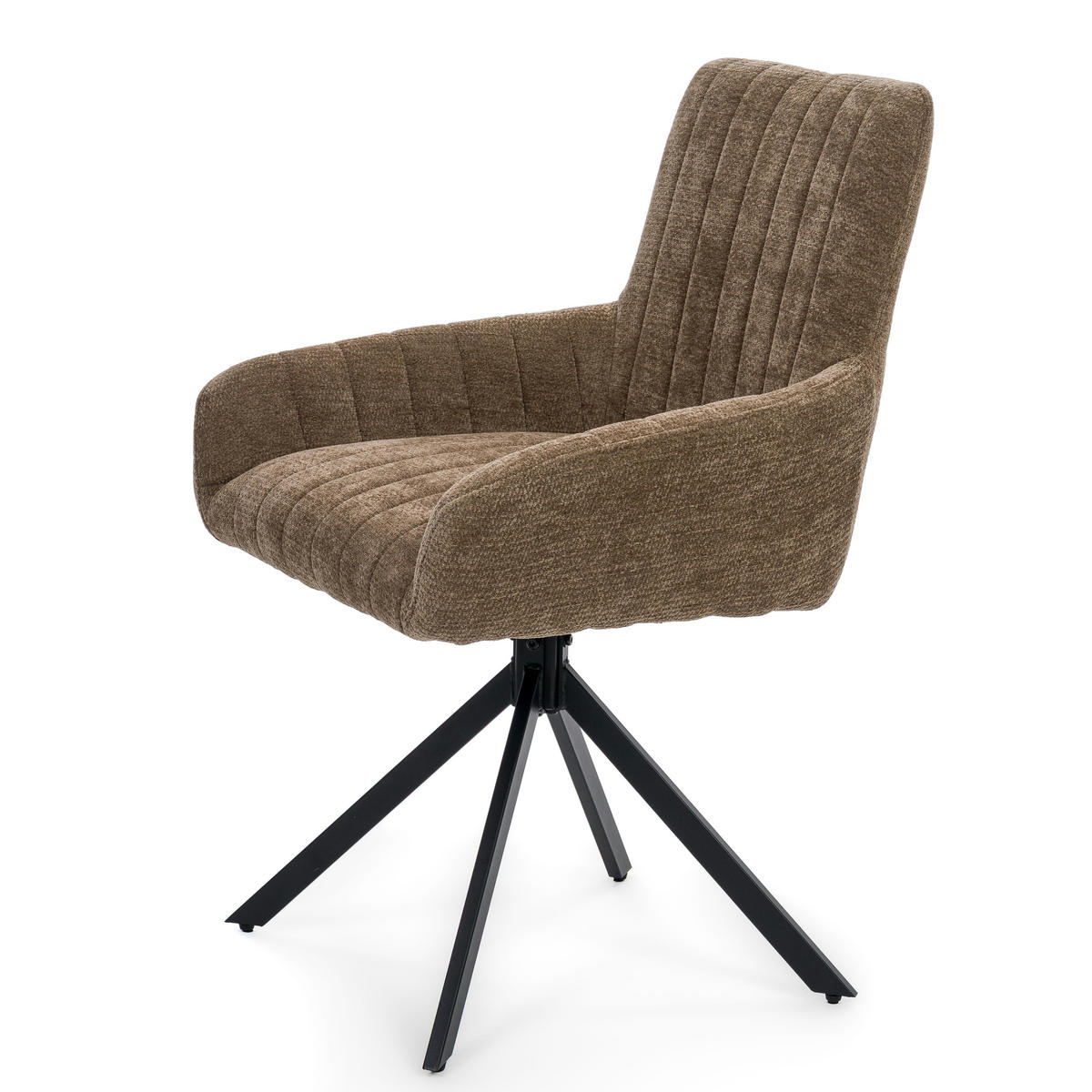 STUHL LUINO drehbar gepolsterter mit Steppung - braun - Chenille - Schwarz/Braun, Textil/Metall (58/87/60cm) - NEW HOME
