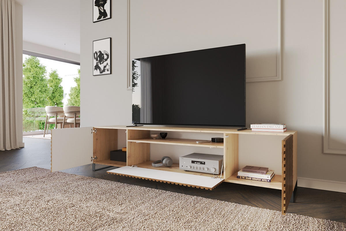 LOWBOARD ZENO-S 200x53x41 cm - Artisan / Katania - Eiche Wotan/Schwarz, Holzwerkstoff (200/53/41cm) - ALTDECOR