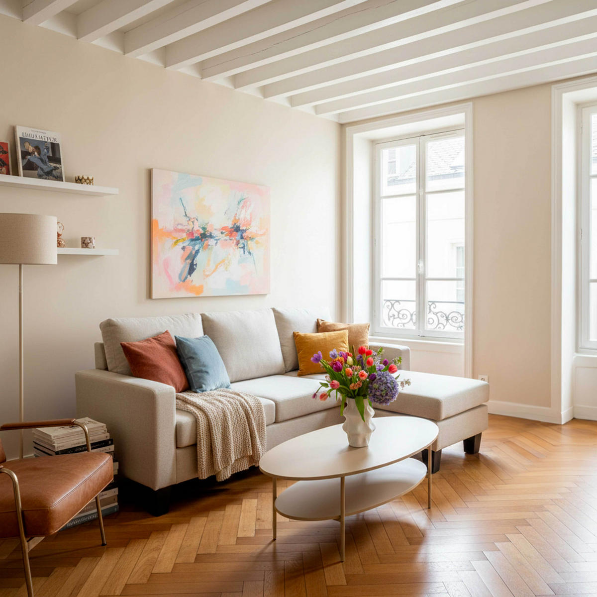 SOFA 3-Sitzer, Weiß - Weiß, Textil (128/85/192cm) - Oviala