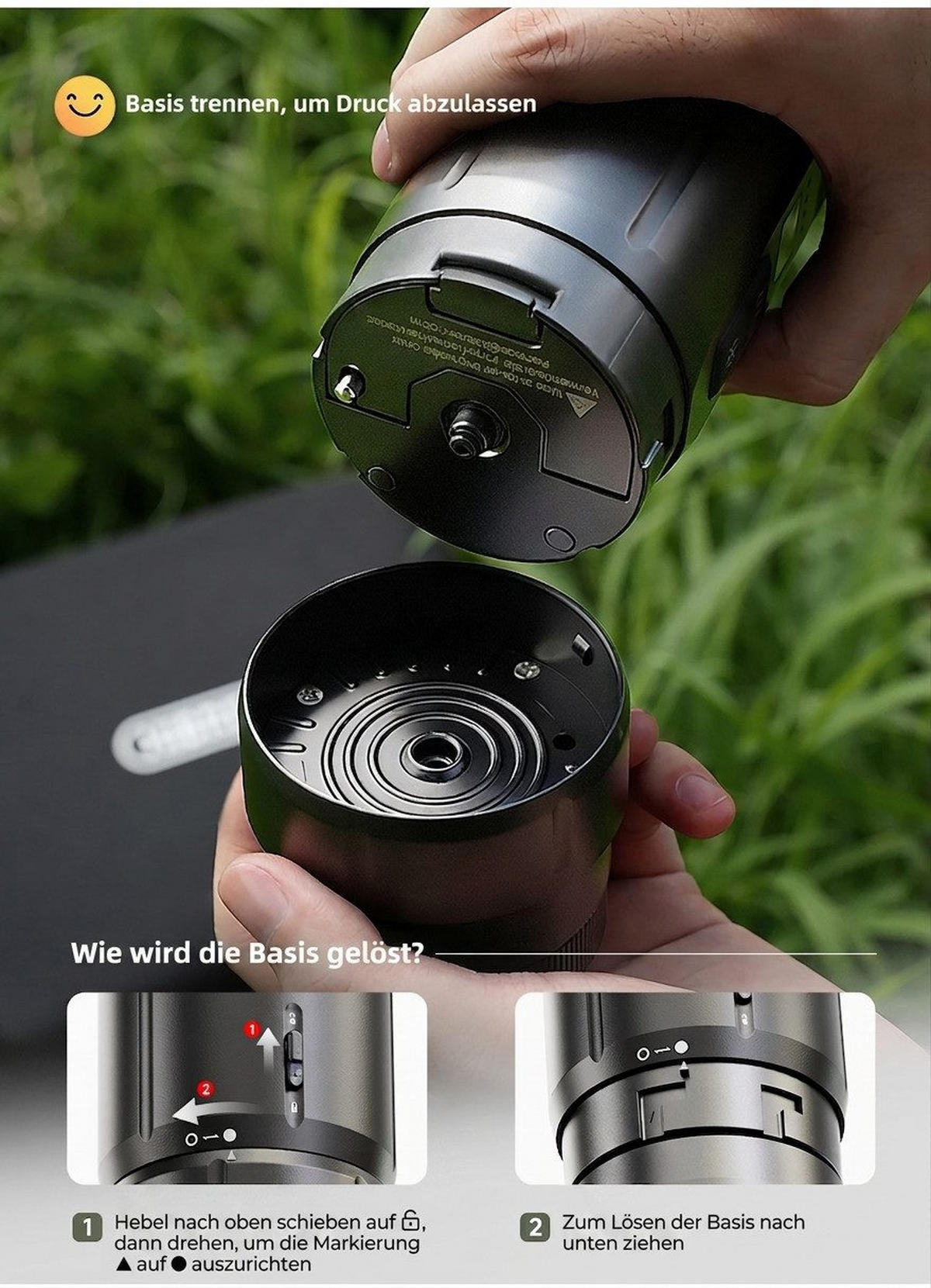 ESPRESSOMASCHINE Tragbare Auto Kaffeemaschine mit Heizfunktion 20 Bar - Schwarz, Metall (7.5/22/7.5cm) - BEXEVUE