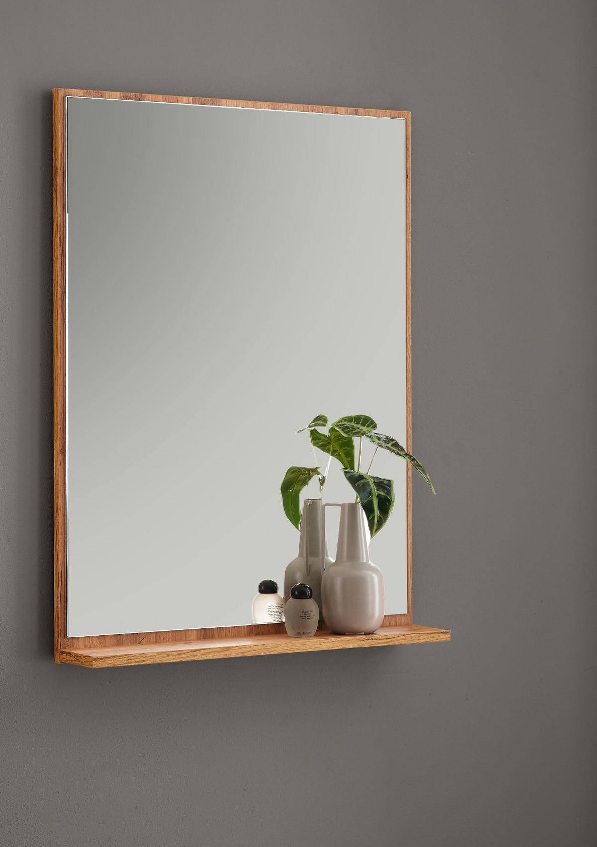 BADSPIEGEL Eiche Wotan, Wandspiegel mit Ablage 60 x 80 cm - Eiche Wotan, Glas/Holzwerkstoff (60/80/12cm) - Furn.Design