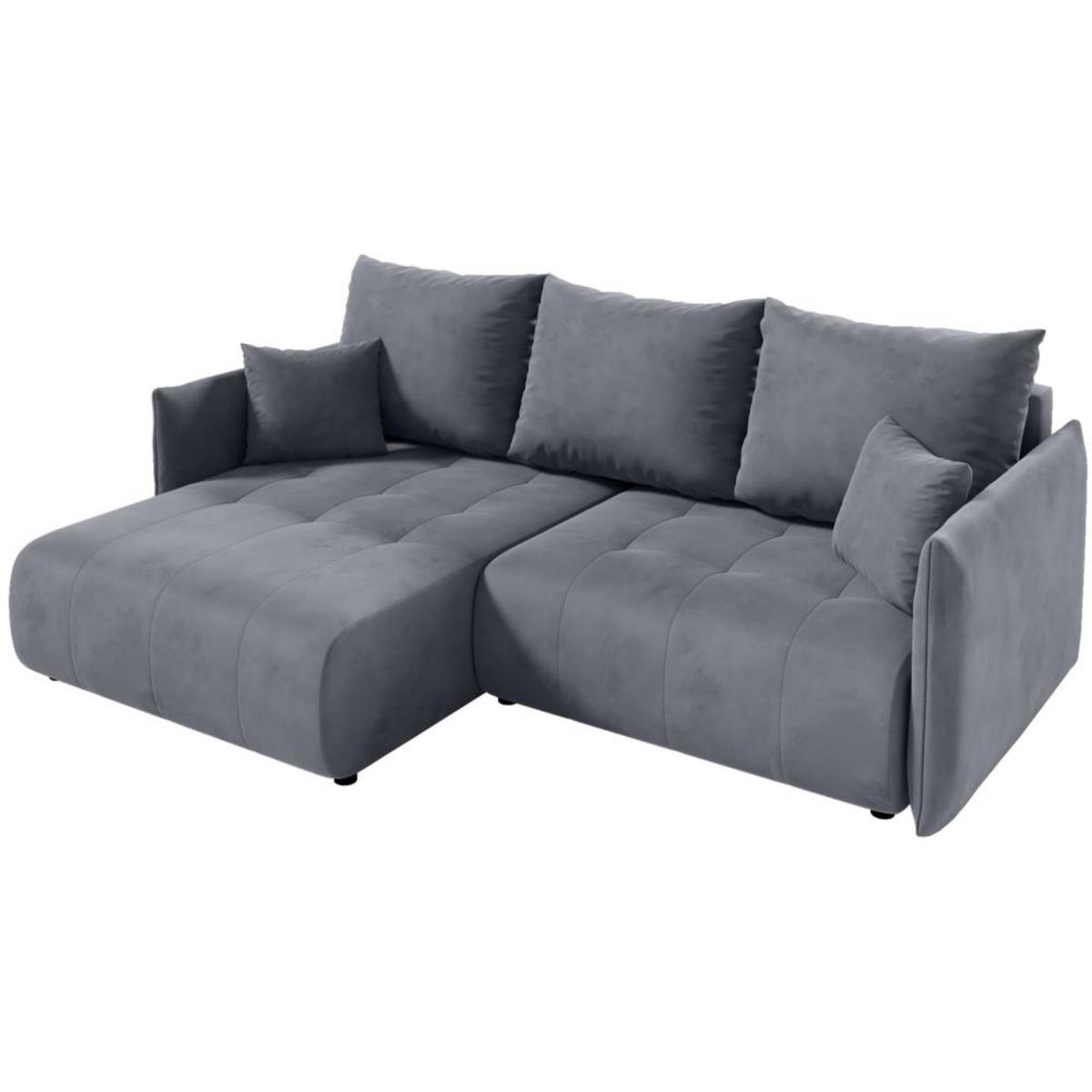 ECKSCHLAFSOFA Henry Mini grau links - Schwarz/Grau, Kunststoff/Textil (221/153cm) - Beautysofa