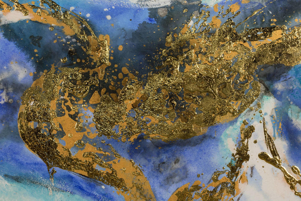 ACRYLBILD HANDGEMALT 120/60 cm - Blau/Goldfarben, Holz/Textil (1.68/60cm) - KUNSTLOFT