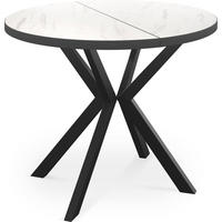 ESSTISCH Vincento runder ausziehbar, Marmor Weiß 120-200/120/76 cm - Ecru/Schwarz, Holzwerkstoff/Metall (120/200/76cm) - WFL GROUP