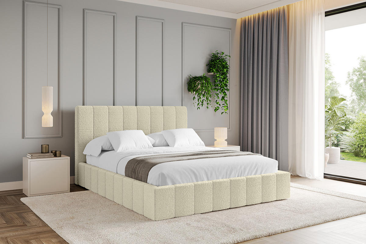 POLSTERBETT mit Bettkasten und Lattenrost, Boxbett ohne Matratze - FINO 120x200 Beige - Taupe, Holzwerkstoff/Textil (120/200cm) - ALTDECOR