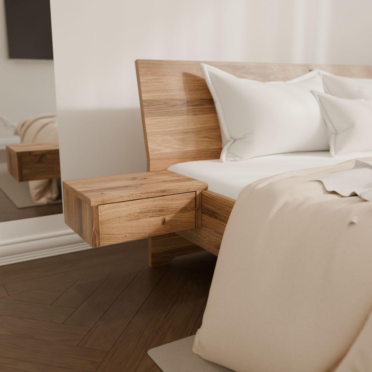 SCHWEBEBETT 180/220 cm aus Wildeiche - Braun, Holz (180/220cm) - MeinMassivholz