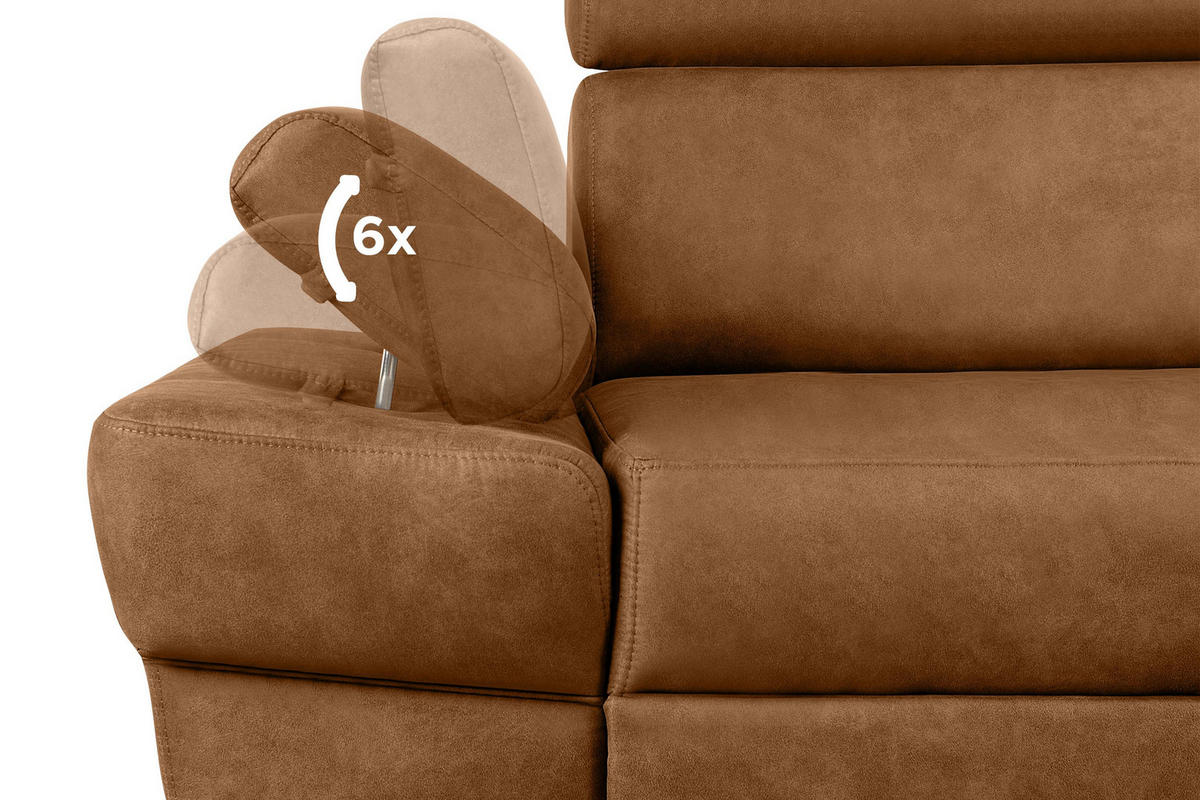 SCHLAFECKSOFA RATLO links 4/5-Sitzer mit Bettkasten, orange - Silberfarben/Orange, Textil (270/190cm) - KONSIMO®