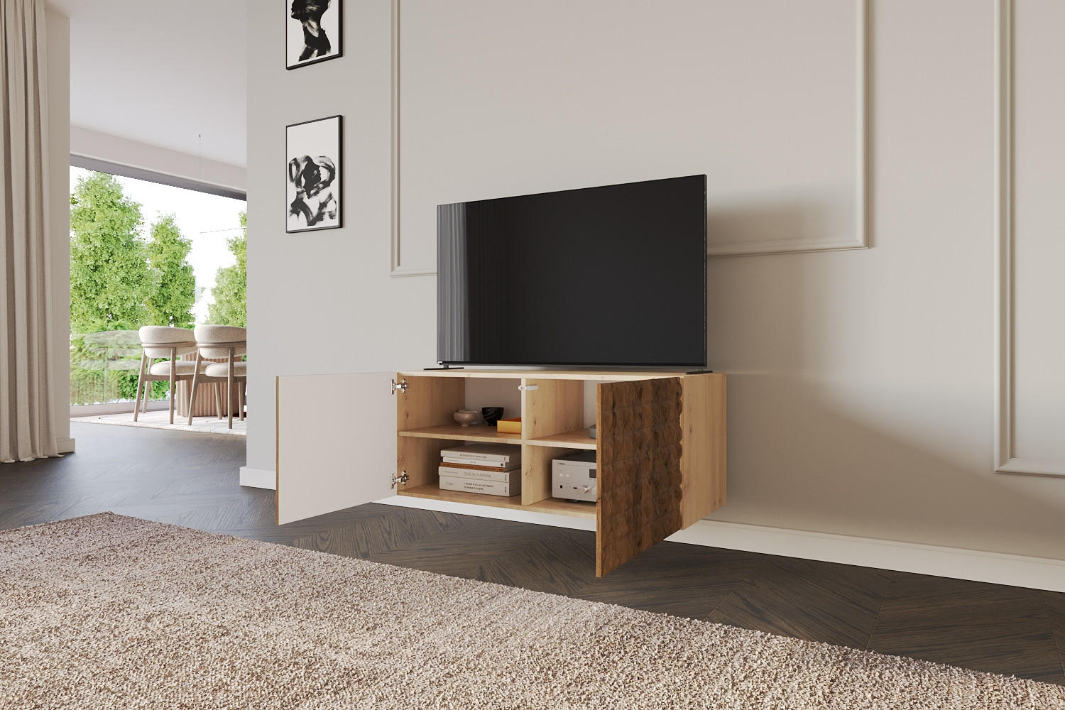 LOWBOARD VIRA-W 100x40x41 cm - Artisan / Katania - Eiche Wotan, Holzwerkstoff (100/40/41cm) - ALTDECOR