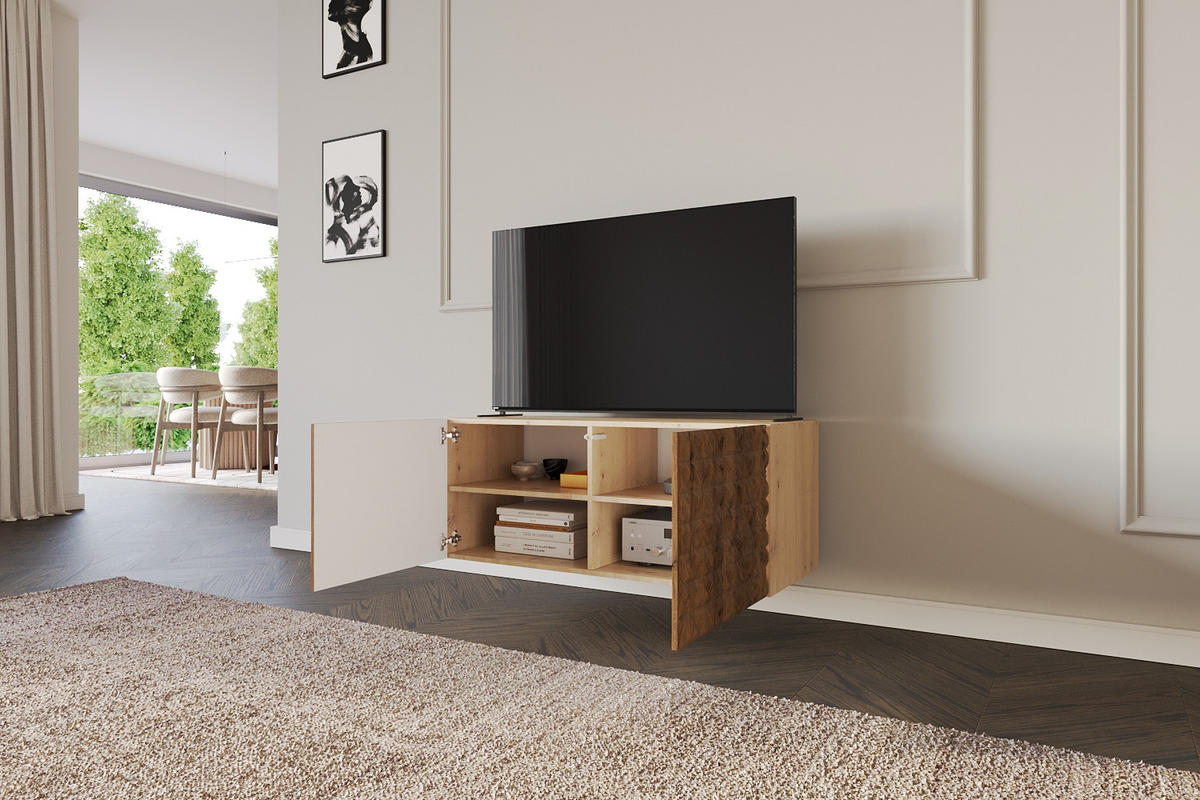 LOWBOARD VIRA-W 100x40x41 cm - Artisan / Katania - Eiche Wotan, Holzwerkstoff (100/40/41cm) - ALTDECOR