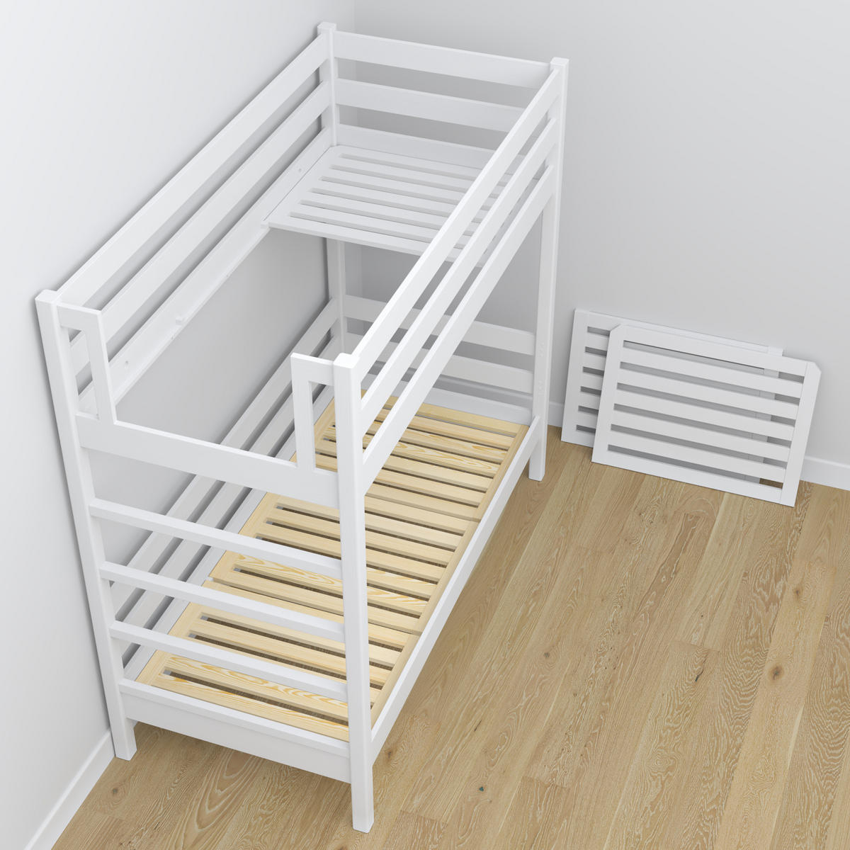ETAGENBETT N03 Weiß 120/180 - Weiß, Naturmaterialien/Holz (120/180cm) - N-Wood