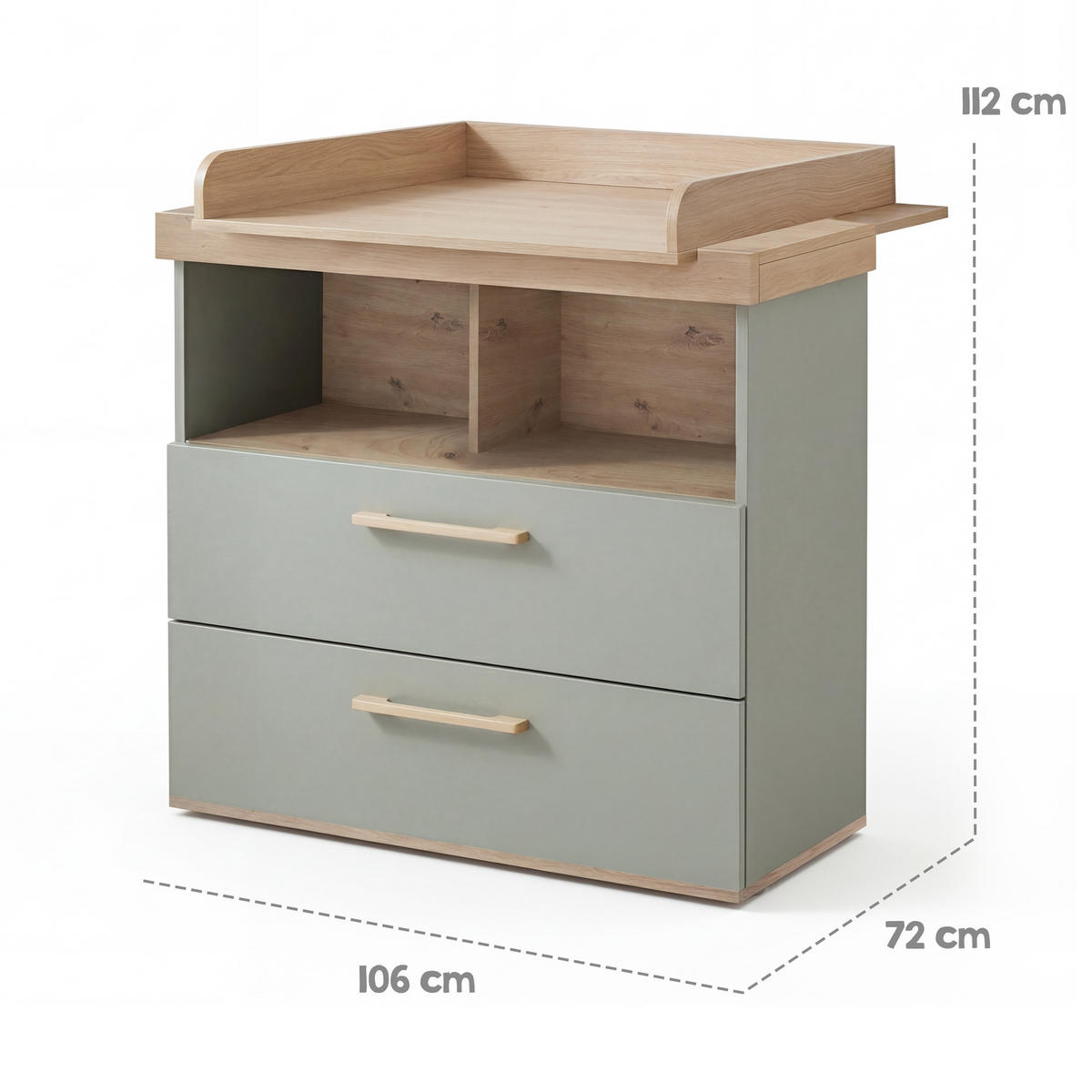 WICKELKOMMODE Jimmy Salbei - Salbeigrün, Holzwerkstoff (110/103/79cm) - Roba