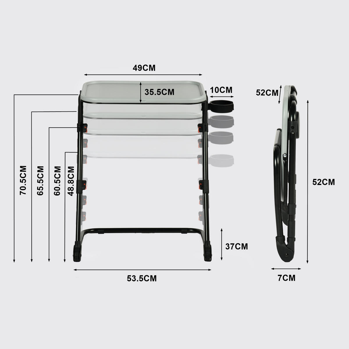 SCHREIBTISCH in Polypropylen - Grau, Kunststoff (53.5/37/70.5cm) - Meubles Cosy
