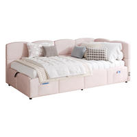 POLSTERBETT 90/200 cm aus Samt mit hydraulischem Stauraum und USB-Anschlüssen Rosa - Rosa, Textil (90/200cm) - Modenvie