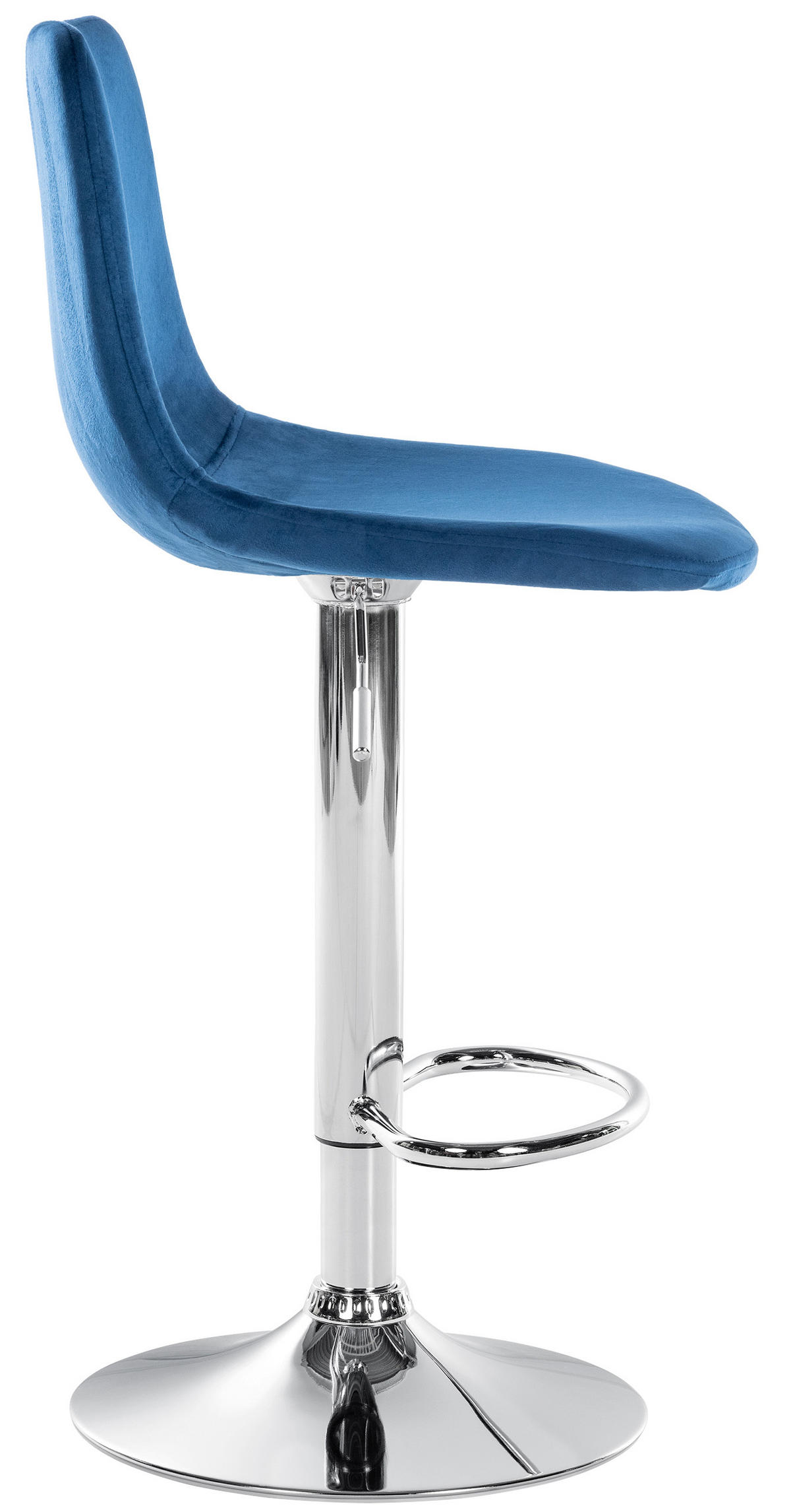 BARHOCKER Samt blau - Chromfarben/Blau, Textil/Metall (44/88/43cm) - CLP