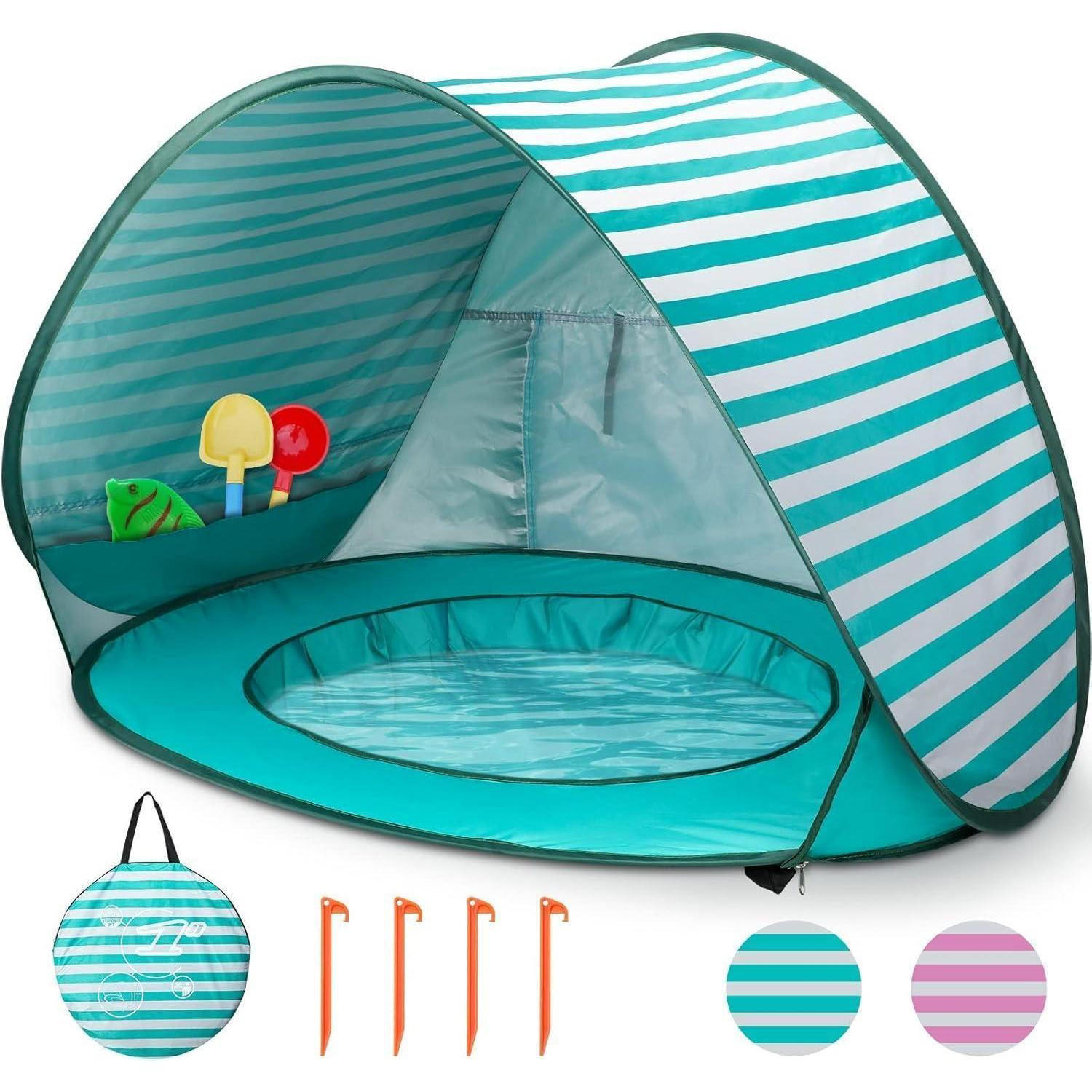 STRANDMUSCHEL UV-Schutz, Strandzelt, Picknick, schnell aufstellbar - Grün, Kunststoff (110/130cm) - LUXUSKOLLEKTION