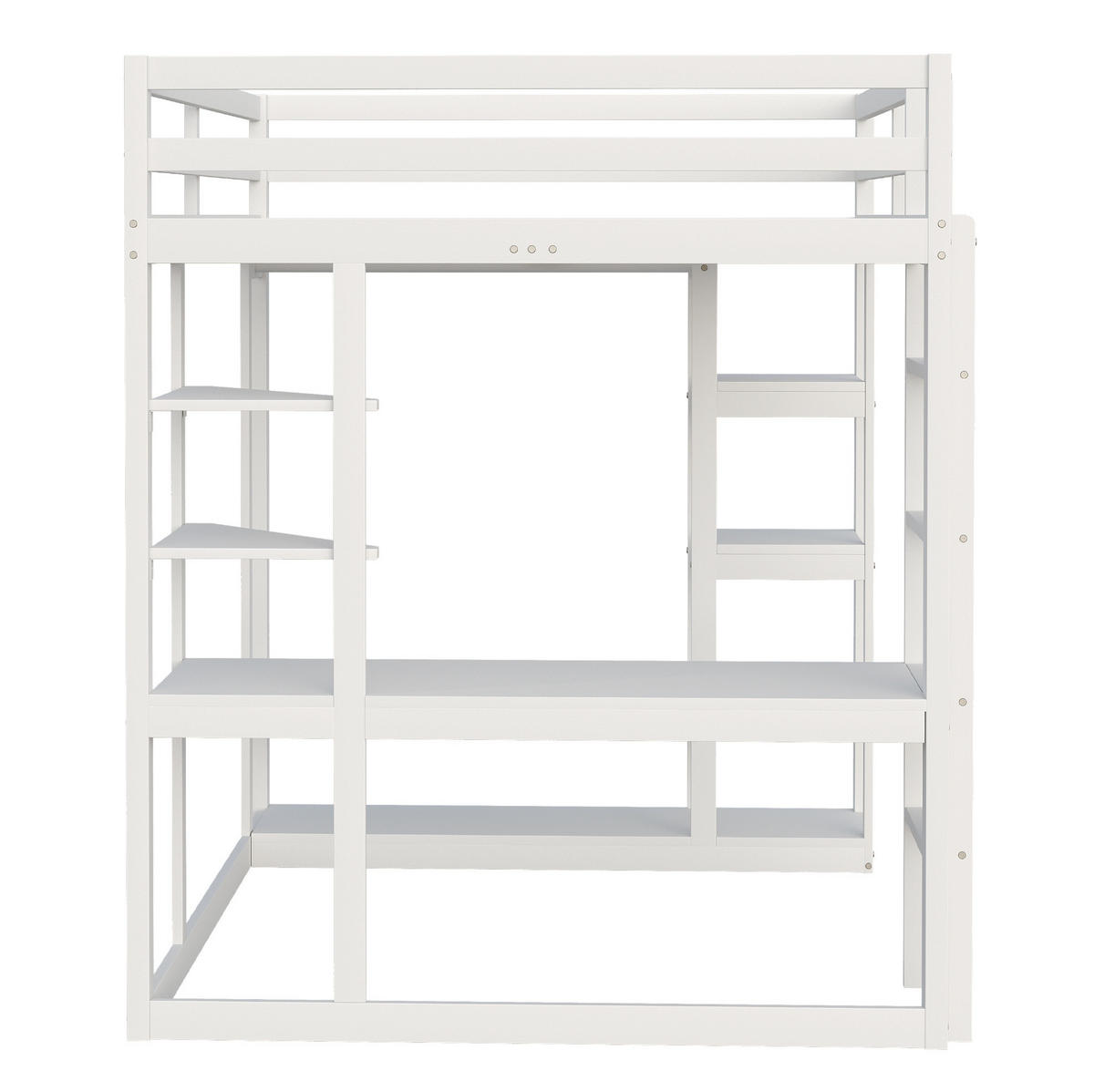 HOCHBETT 140/200 cm mit Schreibtisch, Regalen und Garderobe aus Holzwerkstoff, Weiß - Weiß, Holzwerkstoff (140/200cm) - Redom