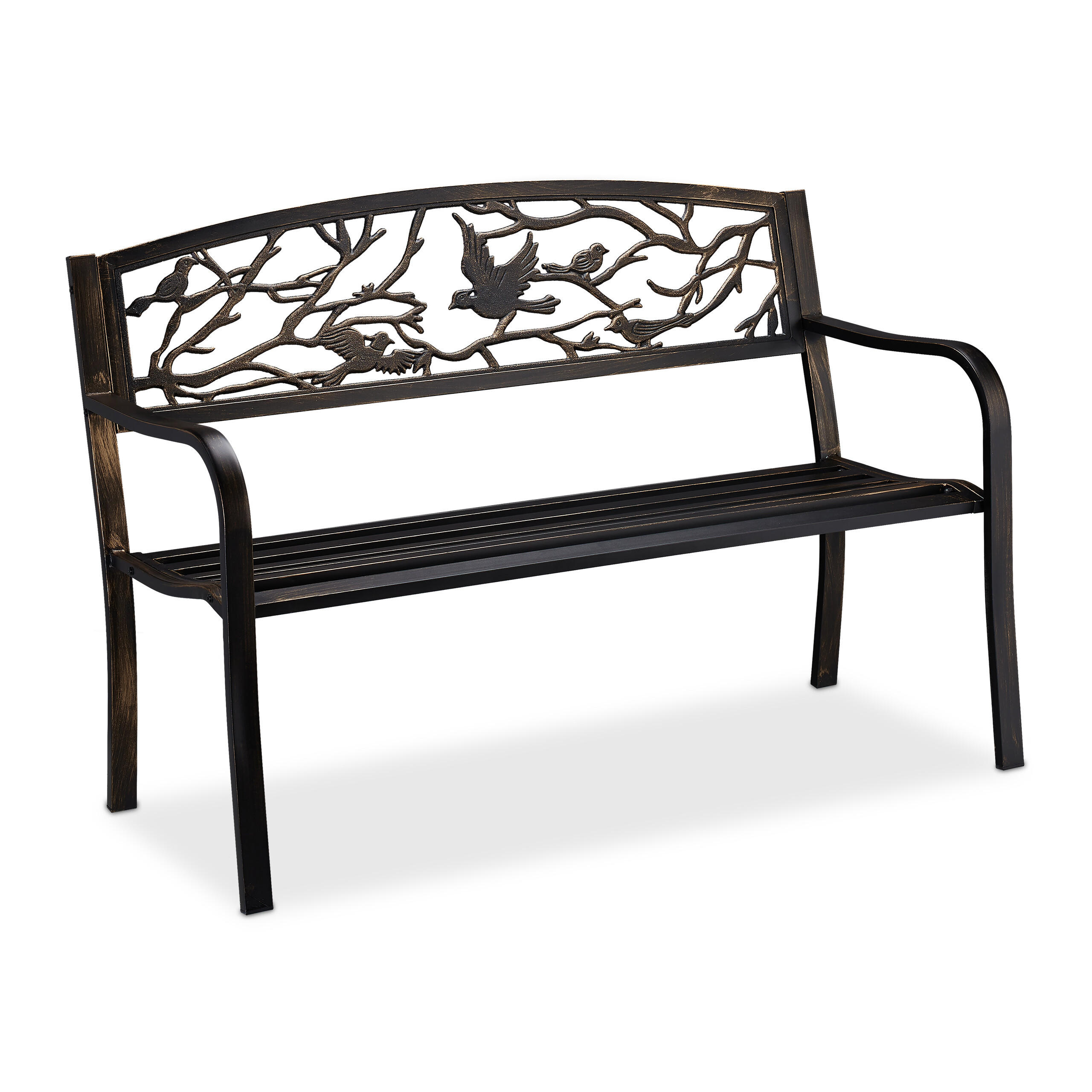 GARTENBANK Vögel - Braun, Metall (127/87/57cm) - Relaxdays