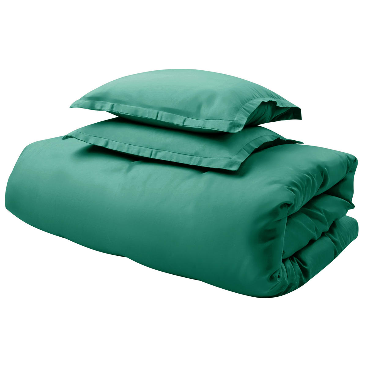 BETTWÄSCHE-SET 150/200 cm Baumwollsatin Grün Parkrose - Grün, Textil (150/200cm) - Beliani