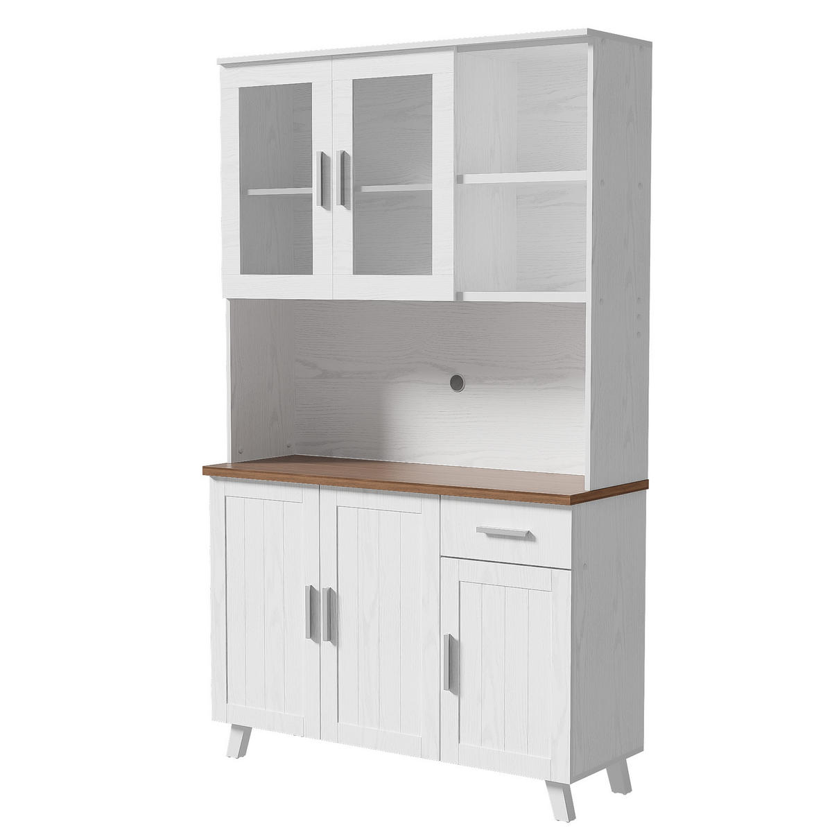 HOCHSCHRANK mit 5 Türen 114 x 40 x 190 cm Weiß/Braun - Weiß, Holzwerkstoff (40/190/114cm) - Meubliv