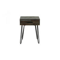 NACHTTISCH MESA Grau Akazie - Schwarz/Grau, Holz/Metall (35/60/45cm) - KAWOLA