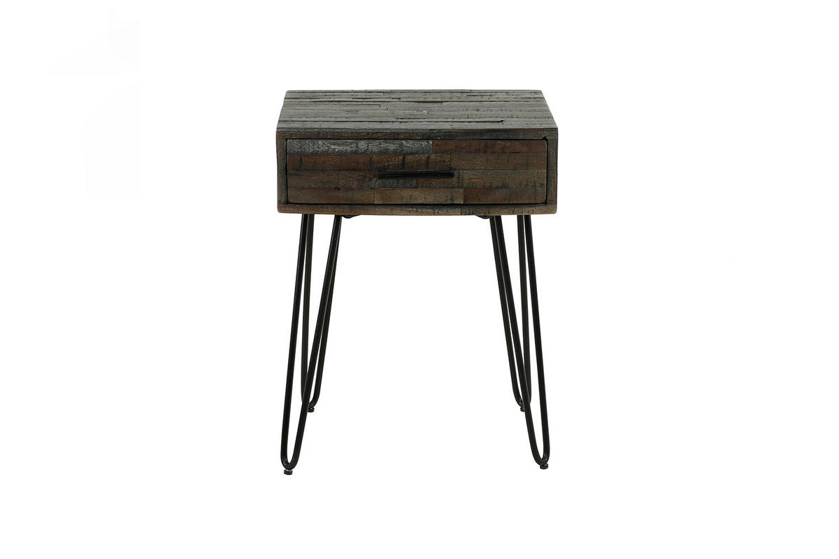 NACHTTISCH MESA Grau Akazie - Schwarz/Grau, Holz/Metall (35/60/45cm) - KAWOLA