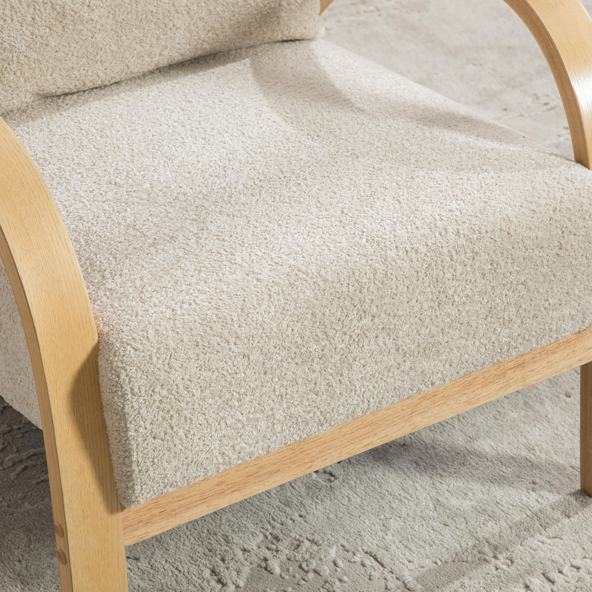 LOUNGESESSEL Chenille-Bezug mit Holzgestell, DE-42403, Beige - Beige, Holz (70/83.5/82cm) - ComfortXL
