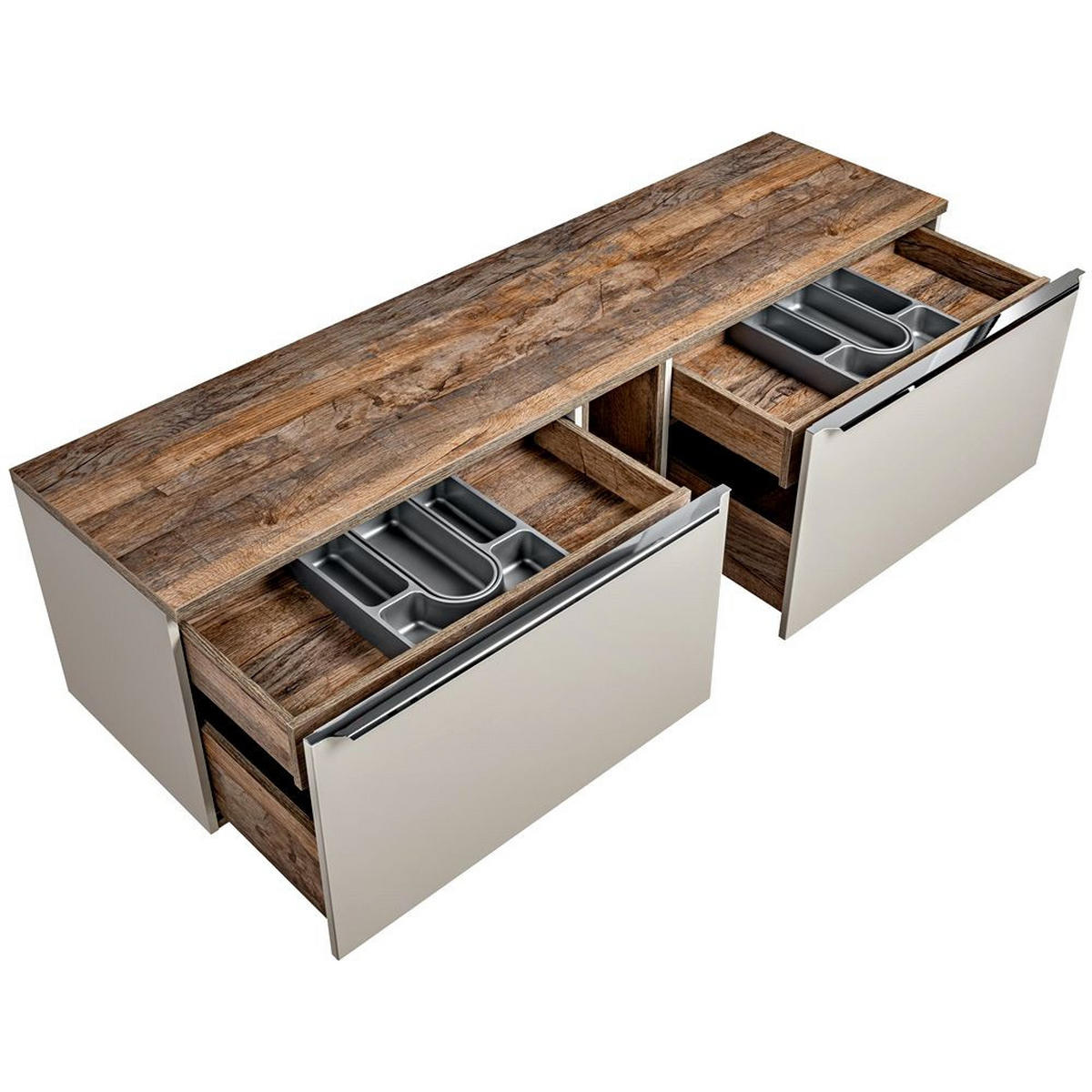 BADMÖBEL-SET 6-TLG. Puebla-56 - Beige, Holzwerkstoff (180/63/46cm) - Lomado