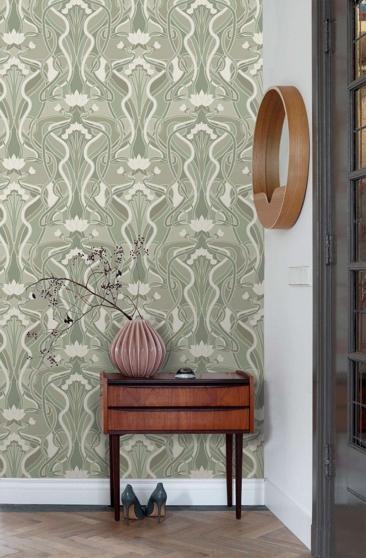 TAPETE Blumenmuster im Jugendstil 50 x 900 cm - Grün, Papier (50/900cm) - ESTAhome