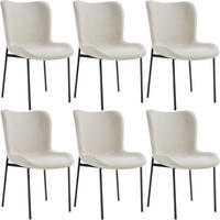 POLSTERSTUHL 6er Set Tessa 54 x 62 x 90 cm Webstoff off-white/schwarz - Schwarz/Weiß, Textil (54/90/62cm) - tectake