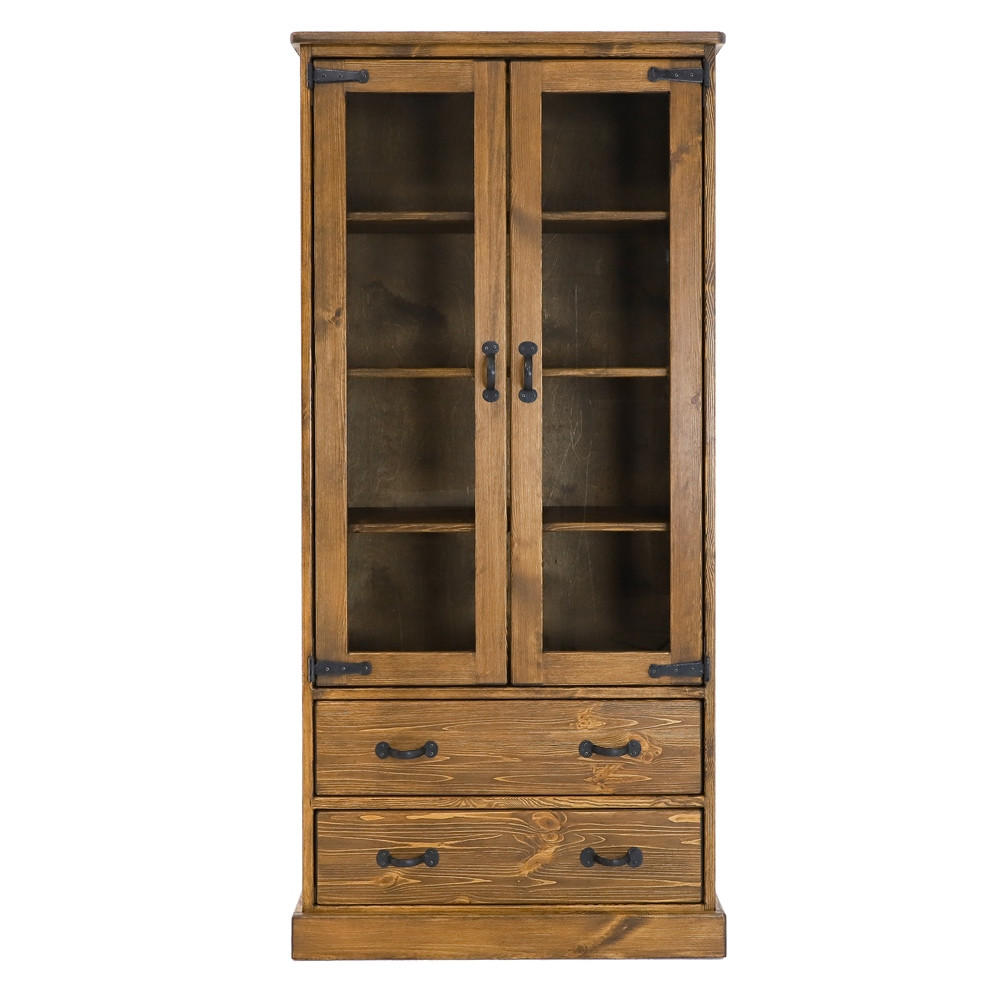 VITRINE aus Massivholz Rustyk - Dunkelbraun/Schwarz, Holz (90/190/40cm) - Seart