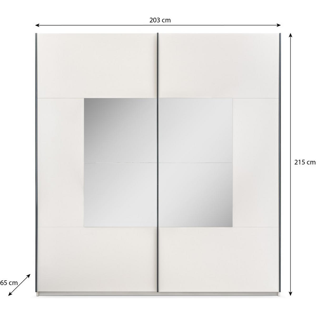 SCHWEBETÜRENSCHRANK Brooklyn mit 2 Türen und Spiegel, kaschmir, 203 cm - Kaschmir, Holzwerkstoff (203/215/65cm) - Beautysofa