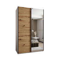 SCHWEBETÜRENSCHRANK 245,5/150/64 2-türig - Schwarz/Eiche Artisan, Holz/Metall (150/245/64cm) - Abiks Möbel