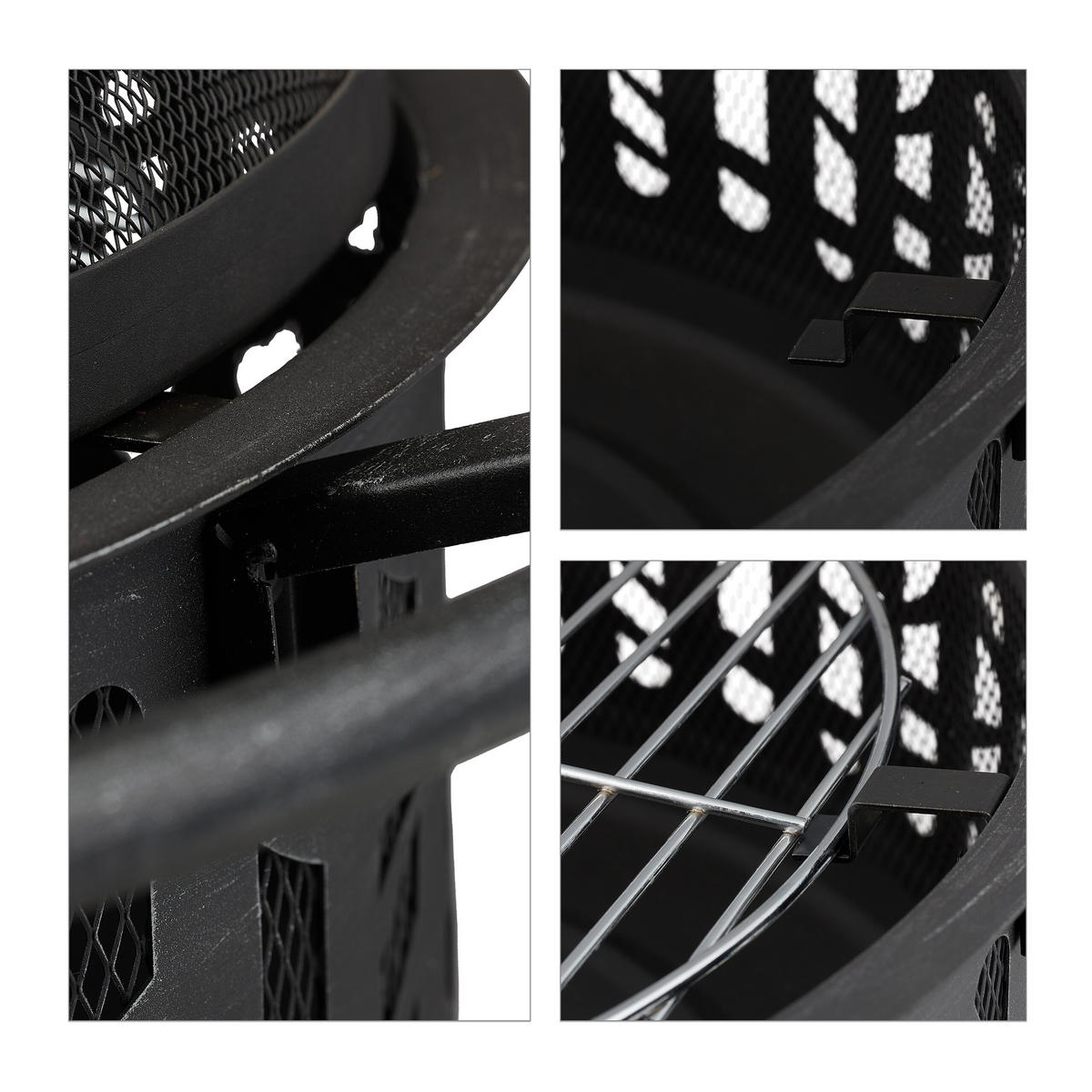 FEUERSCHALE - Schwarz, Metall (75/55/75cm) - Relaxdays