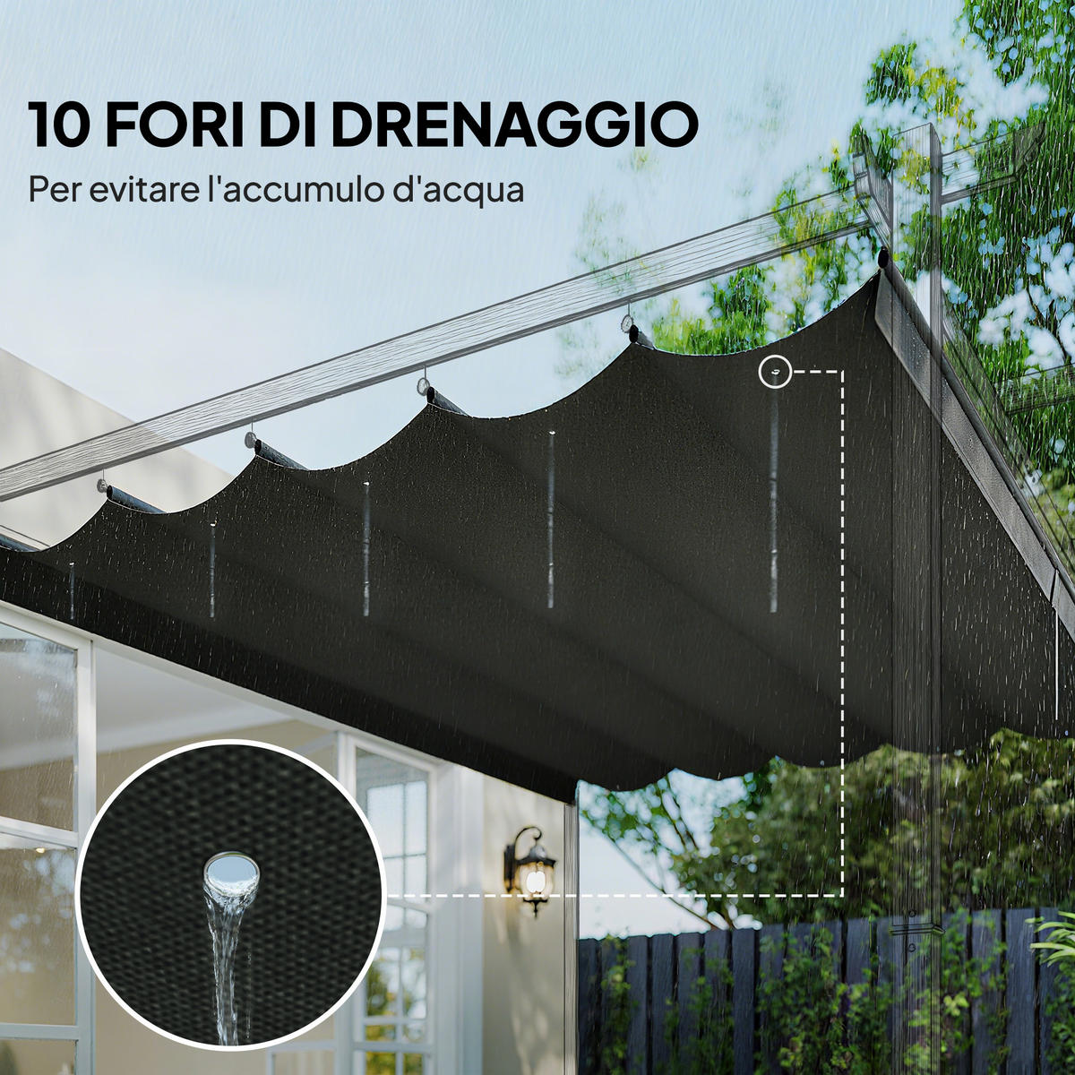 ERSATZDACH, 3x3 m für Gartenpavillon, grau, Polyester, mit 10 Löchern - Multicolor, Kunststoff (255/6/250cm) - FORIOUS
