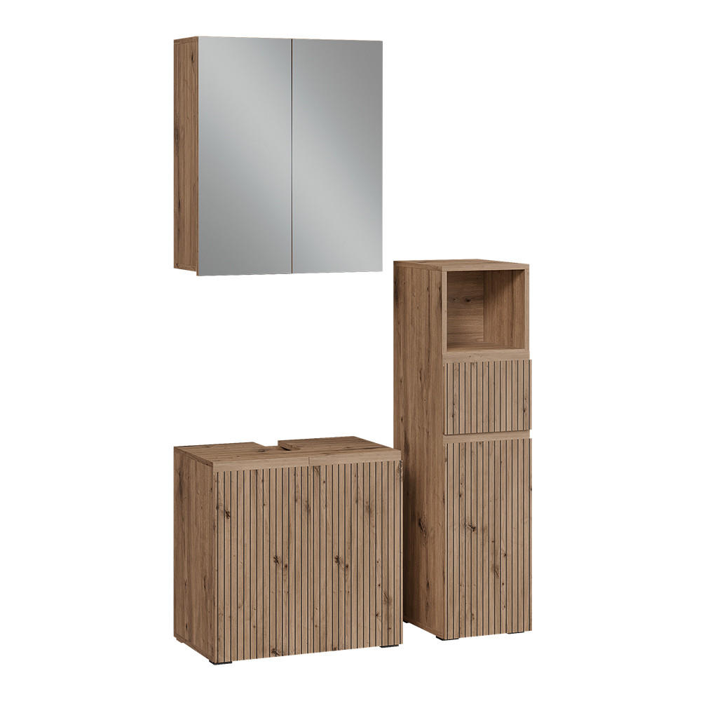 BADMÖBEL-SET Takumi Artisan 3 Teile - Hellgrau, Holzwerkstoff (60/58/35cm) - Vicco