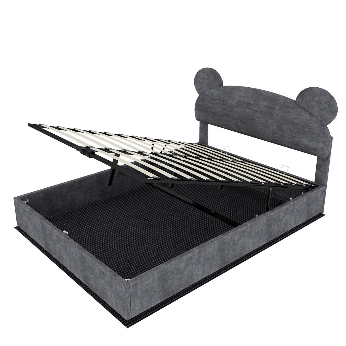 KINDERBETT 140/200 cm DE-32975 mit Stauraum und Matratze Grau - Grau, Metall (140/200cm) - ComfortXL