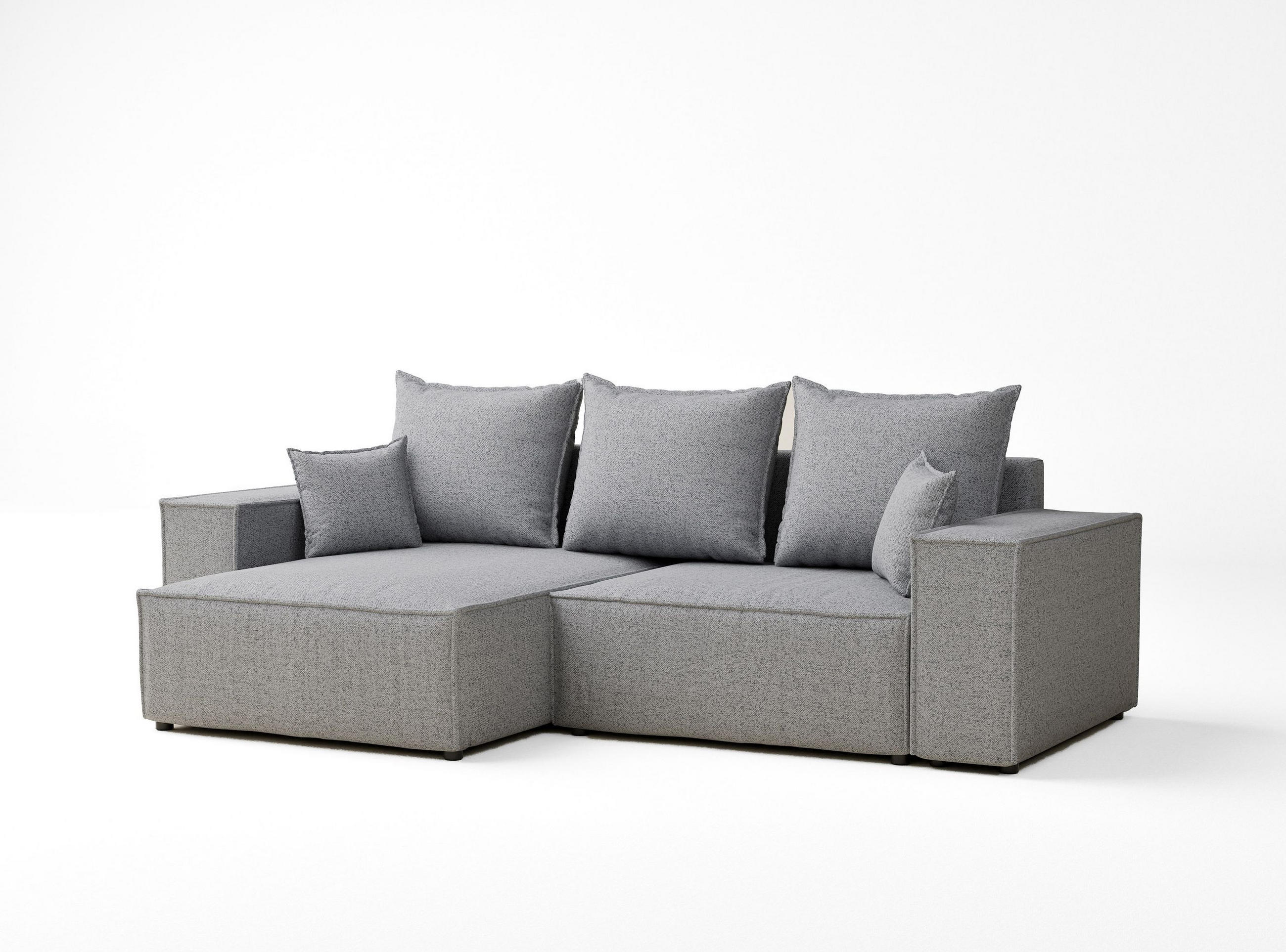 ECKSOFA MIT SCHLAFFUNKTION Moyo Hellgrau Webstoff - Hellgrau/Schwarz, Holz/Holzwerkstoff (255/148cm) - Maison de Reve