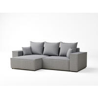 ECKSOFA MIT SCHLAFFUNKTION Moyo Hellgrau Webstoff - Hellgrau/Schwarz, Holz/Holzwerkstoff (255/148cm) - Maison de Reve