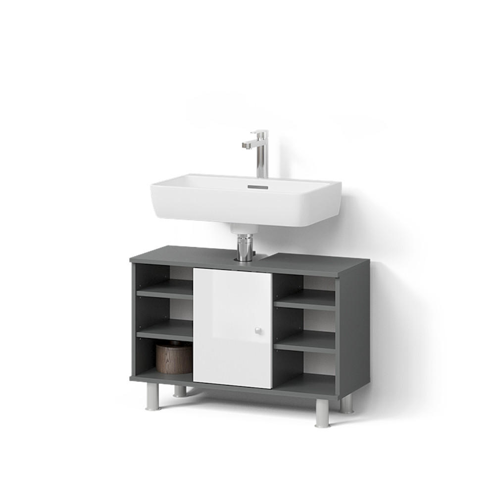 Livinity® Waschbeckenunterschrank Weiß Hochglanz 80x54x32 cm