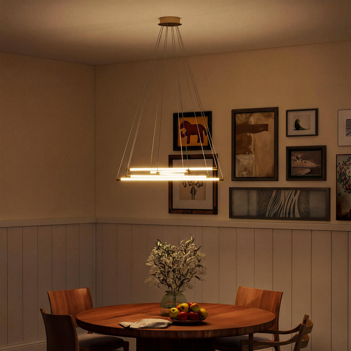 LED-DECKENLAMPE, 50W, 5 anpassbare Lichtrohre, anpassbar, Gold+Weiß - Multicolor, Metall (82/82/124cm) - HOMCOM