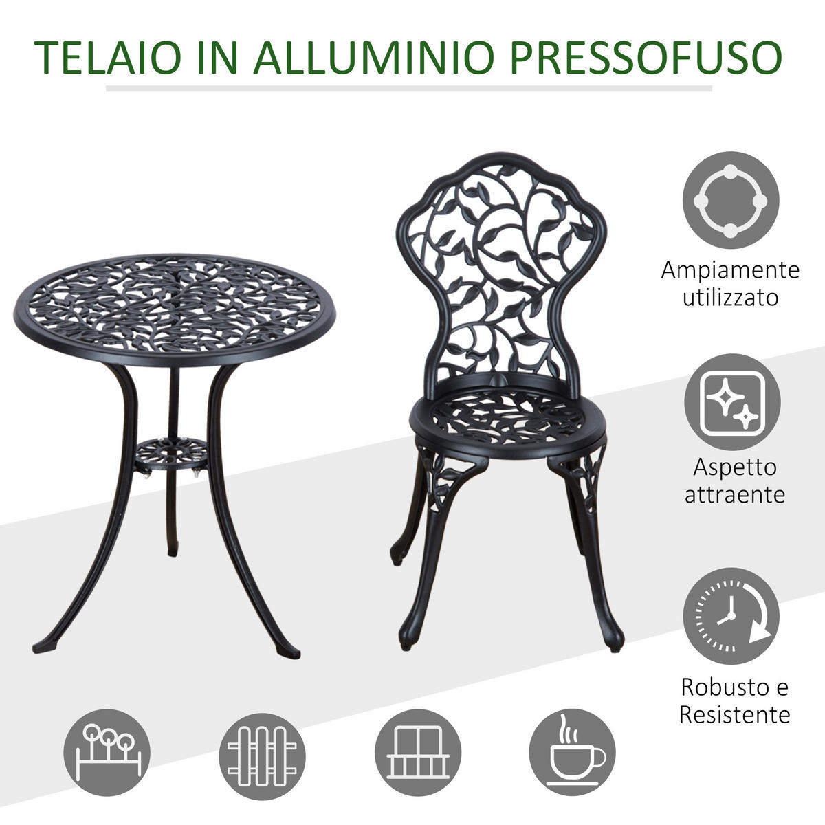 GARTEN-BEISTELLTISCHSET Schwarz 3 Stück - Schwarz, Naturmaterialien (60/60/65cm) - GiPP