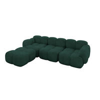 ECKSOFA modulares Sofa Links Miko-L2 302x205x75 Grün Velours - Schwarz/Grün, Holzwerkstoff/Kunststoff (302/205cm) - ALTDECOR