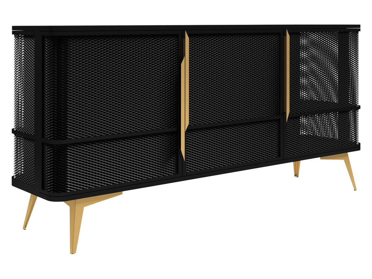 SIDEBOARD Modera 3 - Goldfarben/Schwarz, Holzwerkstoff/Metall (180/85/40cm) - MIRJAN24