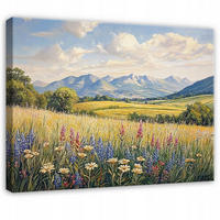 BILDER Blumenwiese Feld Aquarell Wohnzimmer 120x80 - Multicolor, Holzwerkstoff (120/80cm) - Wallarena