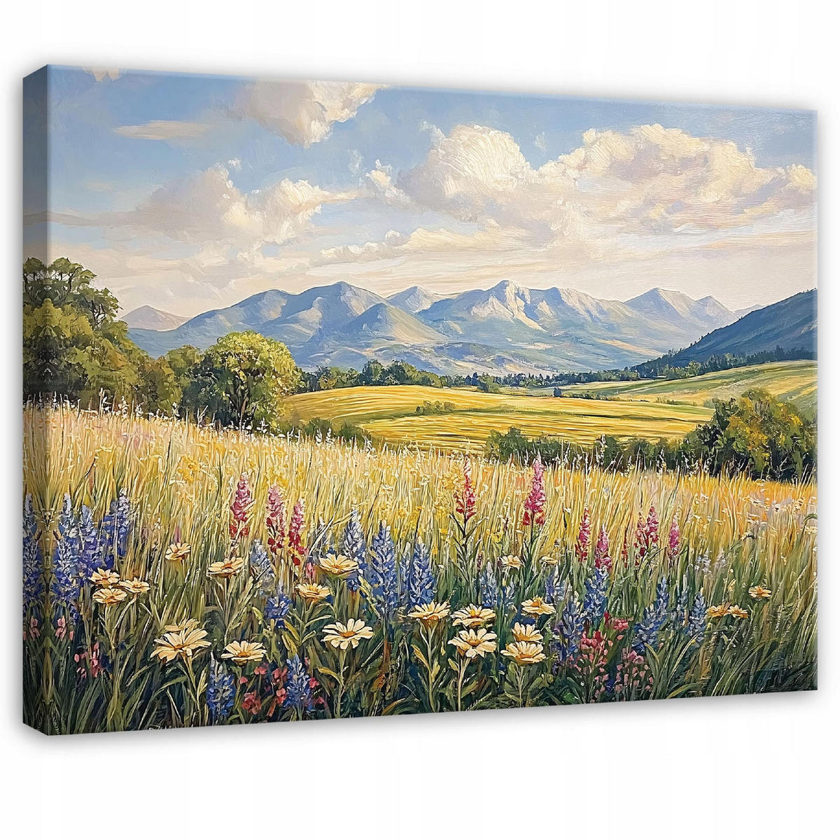 BILDER Blumenwiese Feld Aquarell Wohnzimmer 120x80 - Multicolor, Holzwerkstoff (120/80cm) - Wallarena