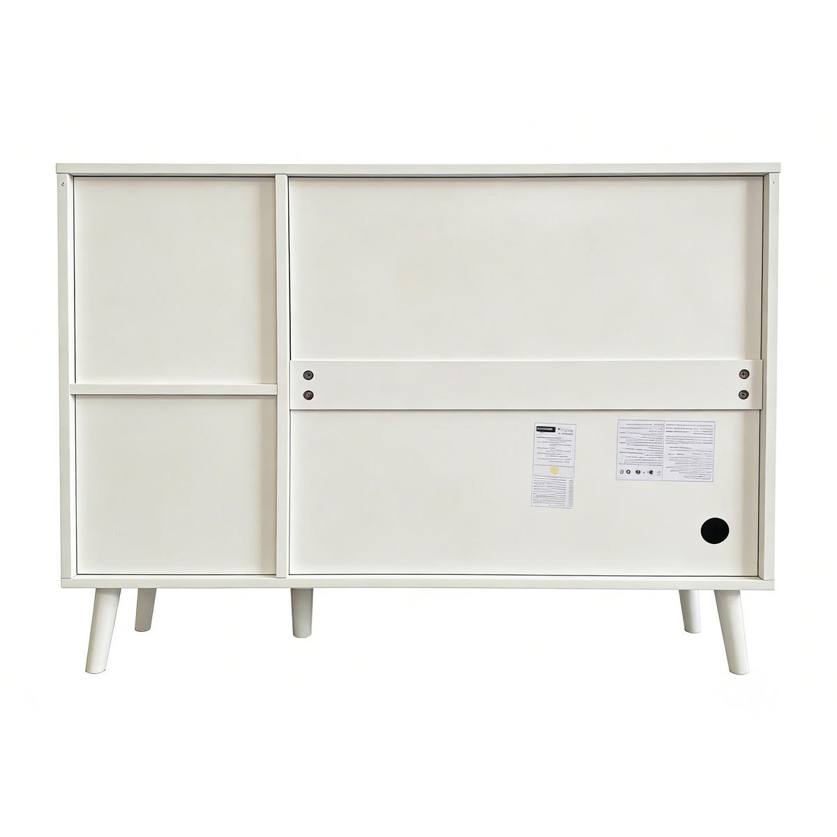 SIDEBOARD Gewölbte Türen 2 Schubladen 2 Fächer Holzfüße Modern - Weiß, Holzwerkstoff (118/82/35cm) - FLIEKS