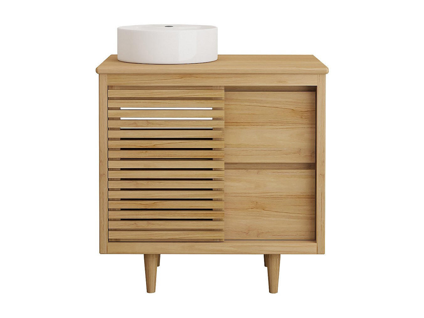 EINZELWASCHTISCH - 80 cm x 55 cm - Holz, Platte - Naturfarben Hell - TORAJA - Naturfarben, Holz (80/80/55cm) - Vente-Unique
