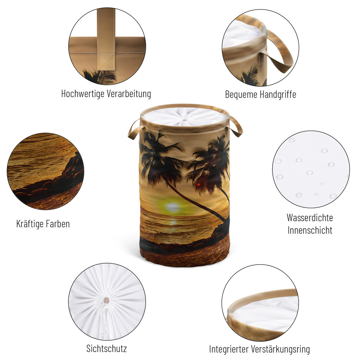 WÄSCHEKORB Sanibel - Beige, Textil (37/55/55cm) - Sanilo