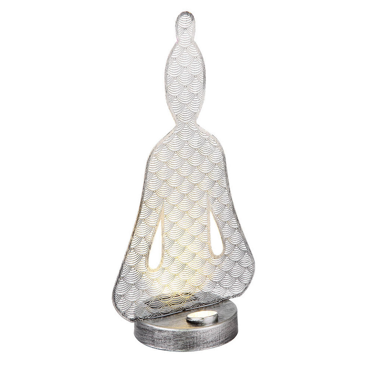 LED AUSSENLEUCHTE Buddha Silber Metall - Silberfarben, Metall (19/12/36cm)