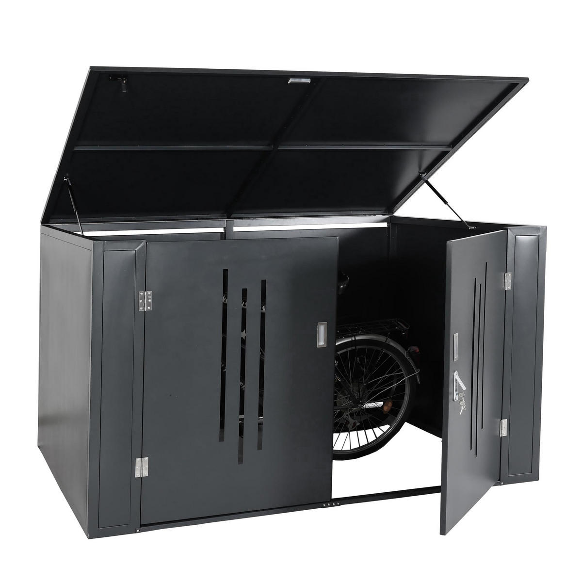 FAHRRADGARAGE 4er 121x202x150cm Anthrazit - Anthrazit, Metall (202/121/150cm) - PROREGAL